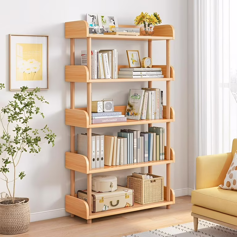 Modern 5-Tier Bookshelf Oak